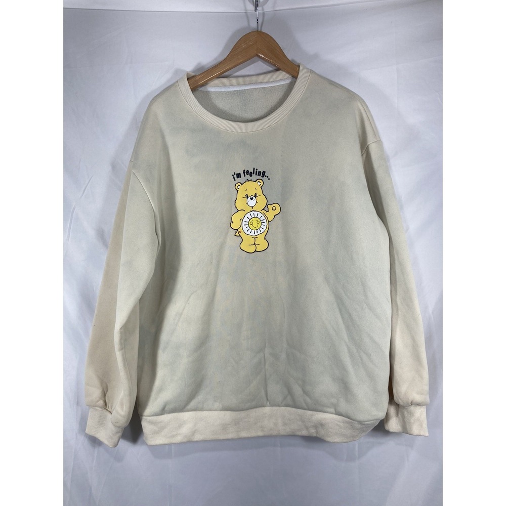 ROMWE Care Bears Sunshine Size Large Cartoon Bear & Letter Graphic Sweatshirt
